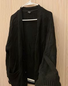 Black Striped Knit Cardigan