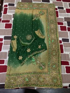 Green Embellished Saree