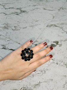 Black Stone Ring And Cuff Earrings