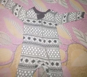 Grey Patterned Baby Onesie