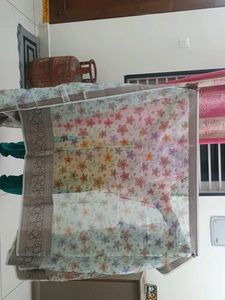 Floral Print Organza Saree