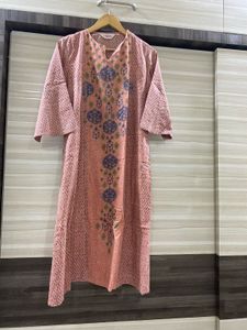 Peach Printed Kurta