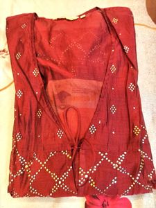 Maroon Embroidered Kurta Jacket For Dandiya