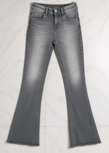 Grey high waist bootcut jeans for women