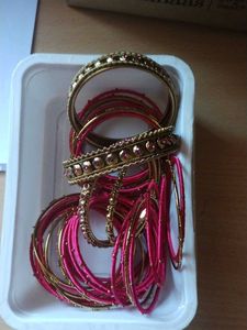Metal Bangles And Silk Thread Bangle