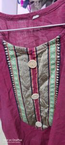 Cotten blended mehroon kurti with border design. perfect for summers size- medium