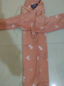 Peach Button-Down Shirt with Money Print