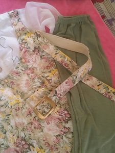 Girls Frock Three Piece Legging And Belt