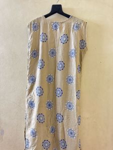 Beige Printed Kurta