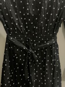 Chic Black Polka Dot Midi Dress