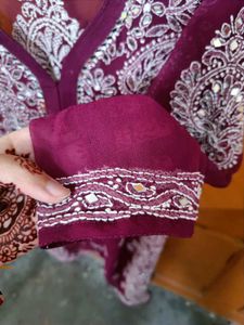 Elegant chikankari mirror Purple Kurta