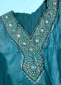 Teal Embellished Tunic Dress
