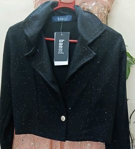 Sparkly Black Jacket &amp; Blush Dress Set