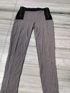 Gray Zipper Accent Pants