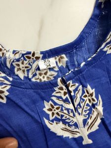 Printed Blue Kurta xs size good quality unused