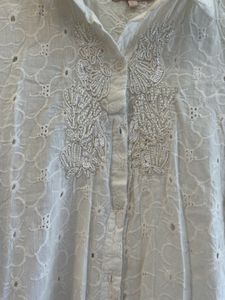 White Embroidered Shirt Dress