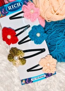 🎁Buy 2 Get 1 Free 🎁Crochet 🌺 Flower Hair Clips