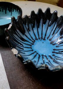 Handcrafted Ceramic Bowl–Sky Blue wid Earthy Brown