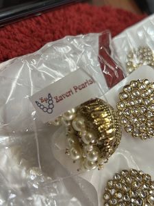 Antique Gold Tone Traditional Kundan JhumkiEarring