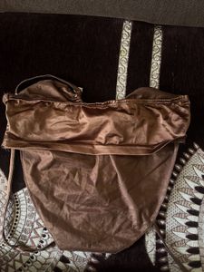 Brown Satin Halter Top