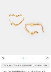 Caratlane Heart Shaped Hoops In 18k Gold Plating
