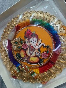 Ganesh Pooja Thali With Rakhi Roli And Chaawal