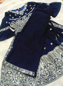 Navy Blue Embroidered Nayra Cut Dress