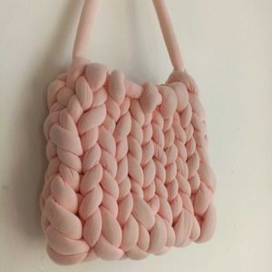 Handmade Braided Pink Shoulder Bag