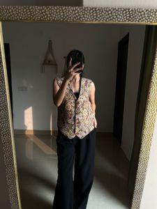 Rust Orange Floral TAPESTRY WAIST COAT