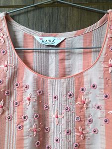 Kaira&#39;s Peach Handwork Kurta
