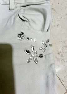 White Capris with Embellishments