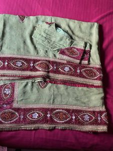 Green Embellished Saree