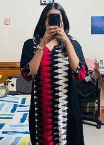 Ikkat Black And Red kurti