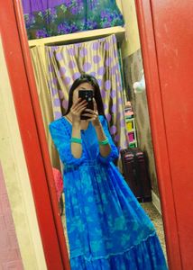 Blue Floral Print Dress