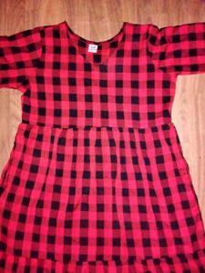 Red &amp; Black Plaid Maxi Dress