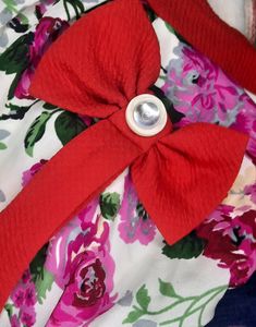 Casual Floral Printed Red Top