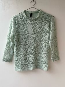 Mint Green Floral Lace Top