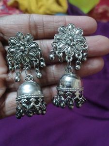 Silver Jhumka Earrings
