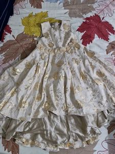 Elegant Gold & Ivory Girls Dress