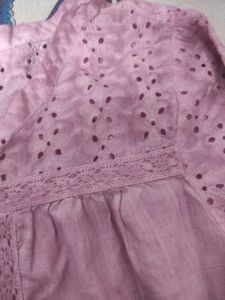 Pink Eyelet Peplum Top