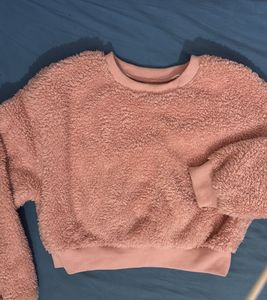 Pink cropped Fur sweatshirt