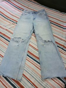 Zara High Waisted Ripped Jeans