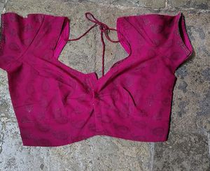 Dark Pink Saree with Blouse