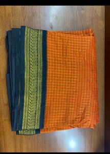 Cotton saree sungudi orange