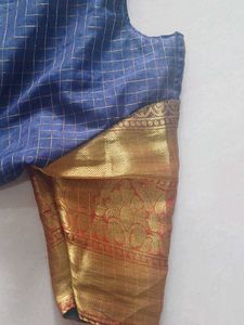 Navy Blue Silk Style Organza Kurti