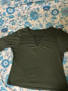 DressBerry Green Criss-Cross Neck Top | Stylish &amp;