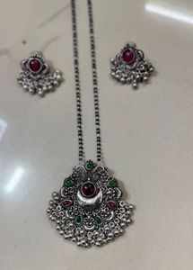 Oxidized Silver Magalsutra & Earing