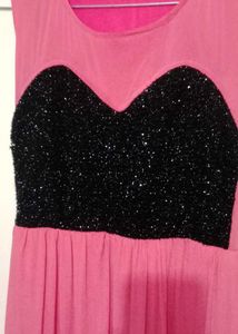 Pink &amp; Black Sequin Maxi Dress