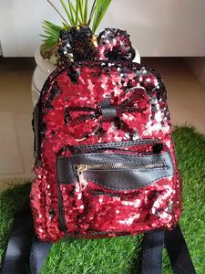 Red Sequin Backpack With 1 Golden/1red Bunny Ears