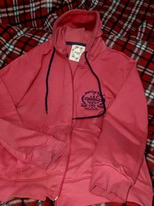 Coral Zip-Up Hoodie